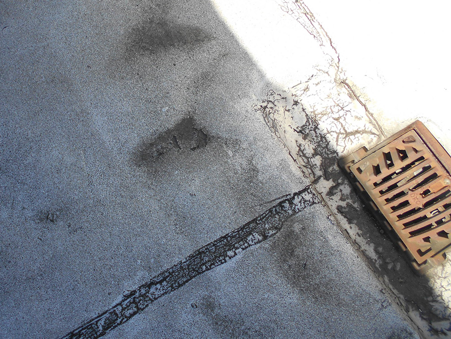 排水ドレン周辺の防水層劣化